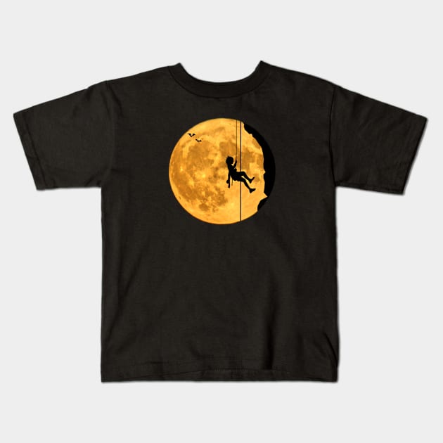 Mountaineering free climbing bouldering moon sky Kids T-Shirt by BurunduXX-Factory